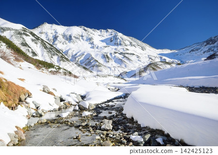 Snow-covered Tateyama mountain range and Raichozawa Snow-covered Tateyama mountain range and Raichozawa 142425123