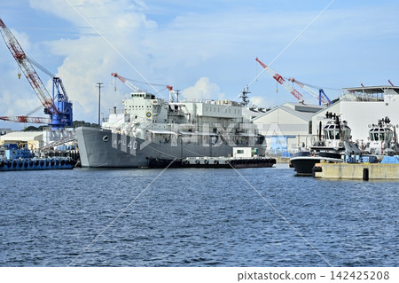 從觀光船上看到的橫須賀海軍港景色。 從觀光船上看到的橫須賀海軍港景色。 142425208