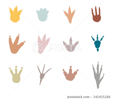 Dinosaur footprint isolated icon with claw marks. Vector dino track pattern for prehistoric themes, monster step designs, and paleontology projects. Dinosaur footprint isolated icon with claw marks. Vector dino track pattern for prehistoric themes, monster step designs, and paleontology projects. 142425288