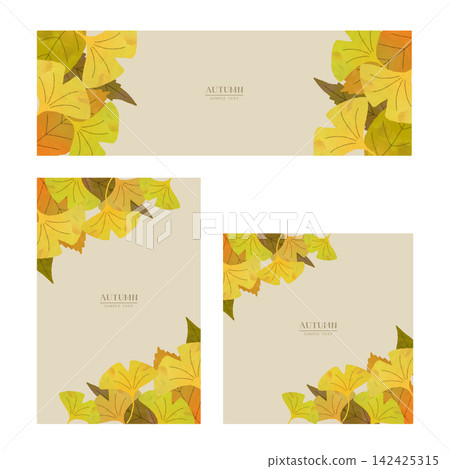 Watercolor-style ginkgo leaf autumn banner background set (vector version/sample text included) Watercolor-style ginkgo leaf autumn banner background set (vector version/sample text included) 142425315