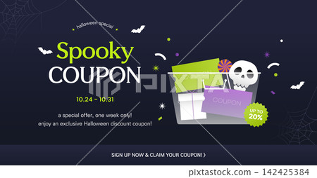 Halloween Special Discount Coupon Banner with Skull, Lime Coupon, and Bats Vector Halloween Special Discount Coupon Banner with Skull, Lime Coupon, and Bats Vector 142425384