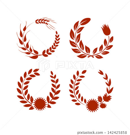 Autumn laurel wreath floral frame design collection Autumn laurel wreath floral frame design collection 142425858