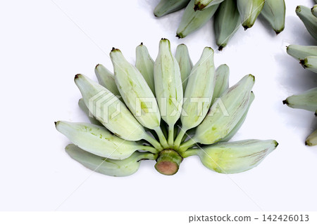 Fresh banana fruit, Silver bluggoe or Musa ABB group banana Fresh banana fruit, Silver bluggoe or Musa ABB group banana 142426013