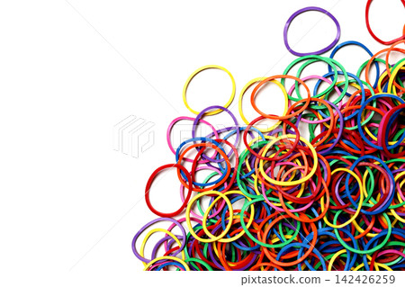 Pile of colorful elastic rubber bands Pile of colorful elastic rubber bands 142426259