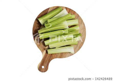 Raw green organic celery sticks Raw green organic celery sticks 142426489