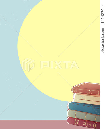 A Western-style book on the desk; the moon. A Western-style book on the desk; the moon. 142427044
