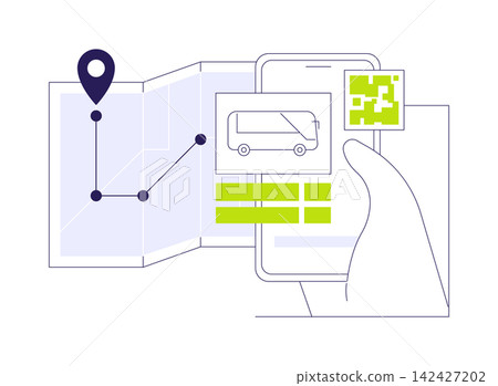 Smart bus app isolated cartoon vector illustrations. Smart bus app isolated cartoon vector illustrations. 142427202
