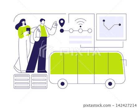 Smart bus stop isolated cartoon vector illustrations. Smart bus stop isolated cartoon vector illustrations. 142427214