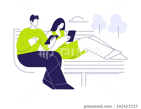 Chilling at the bench isolated cartoon vector illustrations. Chilling at the bench isolated cartoon vector illustrations. 142427237