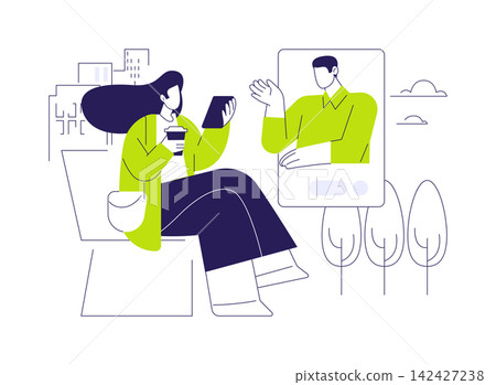 Calling friends isolated cartoon vector illustrations. Calling friends isolated cartoon vector illustrations. 142427238