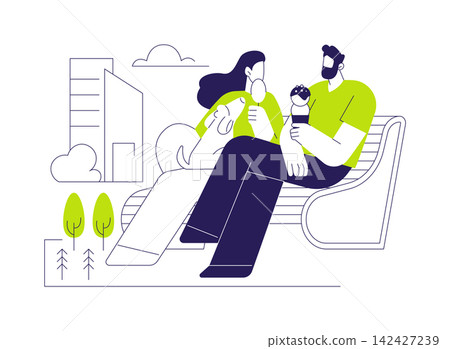Eating ice-cream isolated cartoon vector illustrations. Eating ice-cream isolated cartoon vector illustrations. 142427239