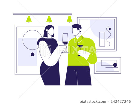 Exhibition opening isolated cartoon vector illustrations. Exhibition opening isolated cartoon vector illustrations. 142427246