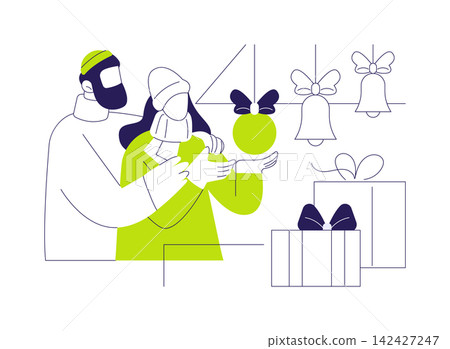 Buying presents isolated cartoon vector illustrations. Buying presents isolated cartoon vector illustrations. 142427247