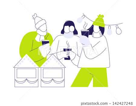 Drinking mulled wine isolated cartoon vector illustrations. Drinking mulled wine isolated cartoon vector illustrations. 142427248