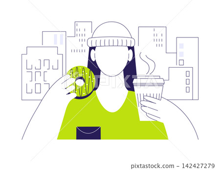Snacking on the way isolated cartoon vector illustrations. Snacking on the way isolated cartoon vector illustrations. 142427279