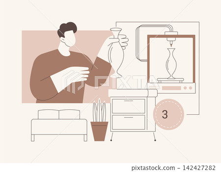 3D printed object isolated cartoon vector illustrations. 3D printed object isolated cartoon vector illustrations. 142427282