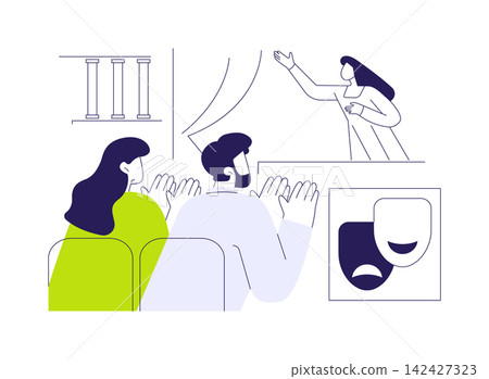 Visiting theater isolated cartoon vector illustrations. Visiting theater isolated cartoon vector illustrations. 142427323