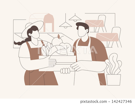 Selling farm products to restaurants isolated cartoon vector illustrations. Selling farm products to restaurants isolated cartoon vector illustrations. 142427346