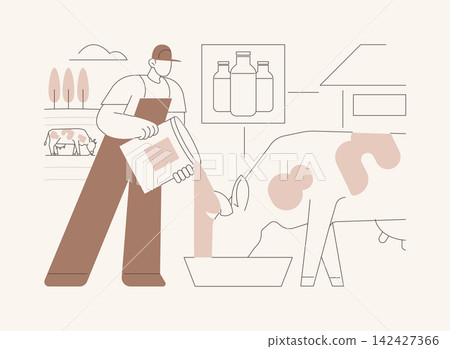 Dairy farming isolated cartoon vector illustrations. Dairy farming isolated cartoon vector illustrations. 142427366