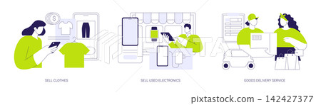 Online flea market isolated cartoon vector illustrations se Online flea market isolated cartoon vector illustrations se 142427377