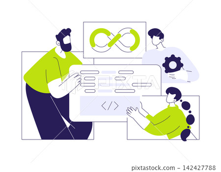 DevSecOps workflow isolated cartoon vector illustrations. DevSecOps workflow isolated cartoon vector illustrations. 142427788