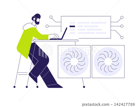 Blockchain engineer isolated cartoon vector illustrations. Blockchain engineer isolated cartoon vector illustrations. 142427789