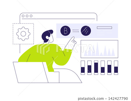 Crypto community manager isolated cartoon vector illustrations. Crypto community manager isolated cartoon vector illustrations. 142427790