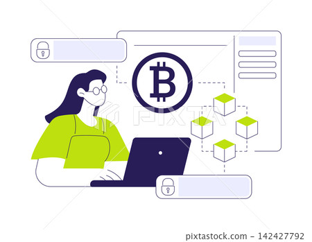 Blockchain tech architect isolated cartoon vector illustrations. Blockchain tech architect isolated cartoon vector illustrations. 142427792