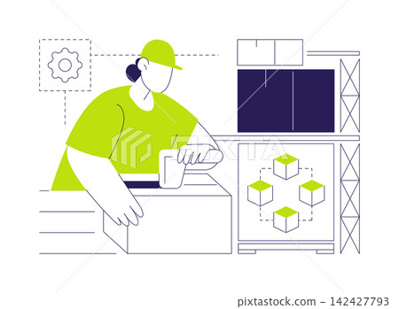 Blockchain item tracking isolated cartoon vector illustrations. Blockchain item tracking isolated cartoon vector illustrations. 142427793