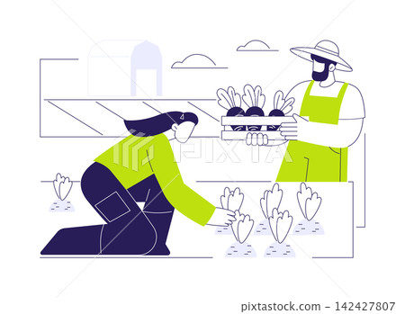 U-Pick farms isolated cartoon vector illustrations. U-Pick farms isolated cartoon vector illustrations. 142427807