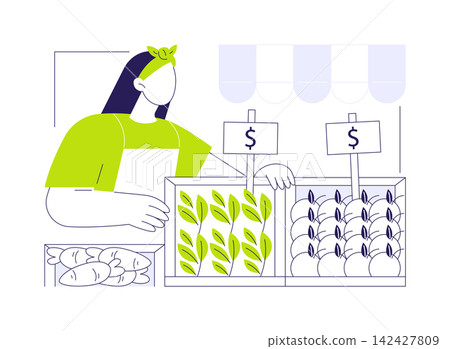 Farmers market isolated cartoon vector illustrations. Farmers market isolated cartoon vector illustrations. 142427809