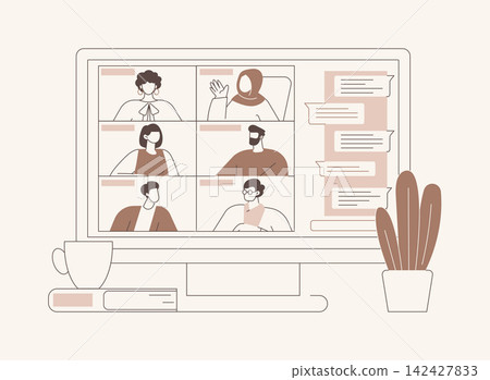 Videoconference chat isolated cartoon vector illustrations. Videoconference chat isolated cartoon vector illustrations. 142427833