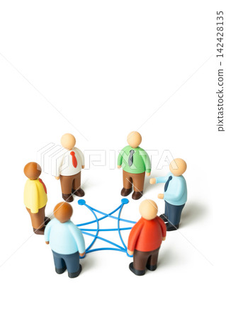 Office workers connected through work relationships and business processes. Delegation and self-organization at work. Team coordination supports productivity, collaboration, workflow management 142428135