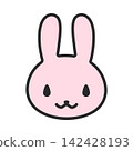 可愛的兔子插畫（僅頭部，正面圖） 142428193