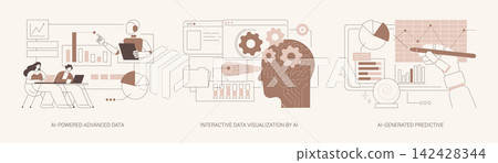AI-Powered Data Analysis abstract concept vector illustrations. AI-Powered Data Analysis abstract concept vector illustrations. 142428344