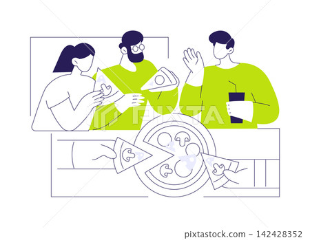 Pizza party isolated cartoon vector illustrations. 142428352
