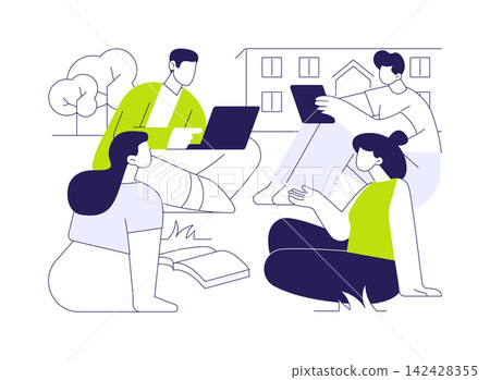 Discussing isolated cartoon vector illustrations. 142428355