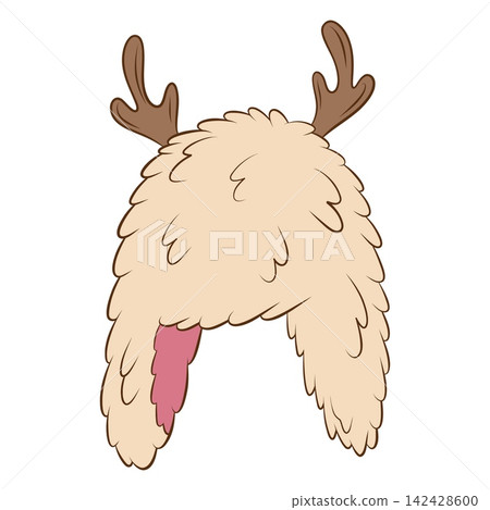 Vector illustration of a winter hat with reindeer antlers and fur Vector illustration of a winter hat with reindeer antlers and fur 142428600