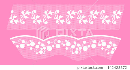 White Lace Border Ribbon Trim Vector Graphic. Elegant Coquette Vintage Lace Border Strips White Lace Border Ribbon Trim Vector Graphic. Elegant Coquette Vintage Lace Border Strips 142428872