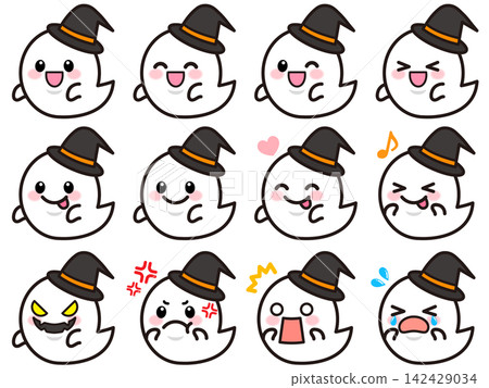 Cute Halloween ghost illustration set 3 142429034