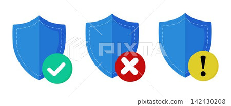 Cartoon blue security shield Cartoon blue security shield 142430208