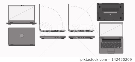 Laptop different angles illustration set Laptop different angles illustration set 142430209