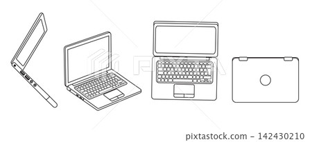 Laptop different angles illustration set Laptop different angles illustration set 142430210