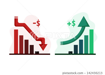 Financial growth and decline icons Financial growth and decline icons 142430213
