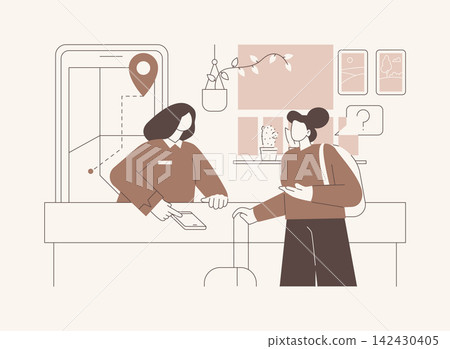 Hostel customer service isolated cartoon vector illustrations. Hostel customer service isolated cartoon vector illustrations. 142430405