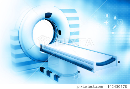 mri machine on blue background mri machine on blue background 142430578