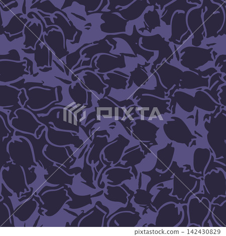Dark purple botanical seamless pattern featuring alpine tree heath (Erica arborea) brush stroke floral silhouettes for fashion, fabric, wallpaper. Dark purple botanical seamless pattern featuring alpine tree heath (Erica arborea) brush stroke floral silhouettes for fashion, fabric, wallpaper. 142430829
