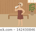 女人洗澡後喝牛奶插畫 142430846