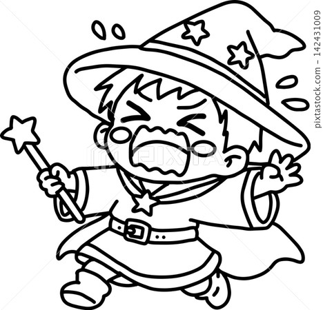 一個可愛的小魔法少女,笑個不停 | 有趣的奇幻線條藝術插畫 一個可愛的小魔法少女,笑個不停 | 有趣的奇幻線條藝術插畫 142431009