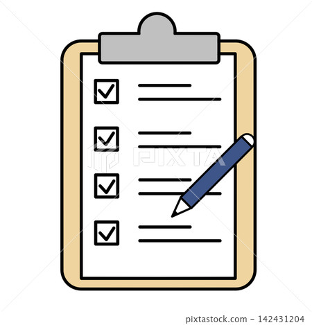 Checklist and pen task management icon Checklist and pen task management icon 142431204
